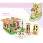 Dream Villa Study Room - Casuta din lemn cu mobilier (puzzle 3D)